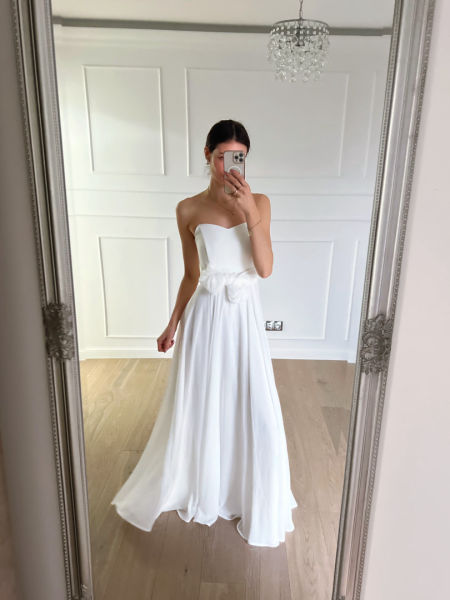 Vivienne - simple chiffon wedding dress with covered shoulders