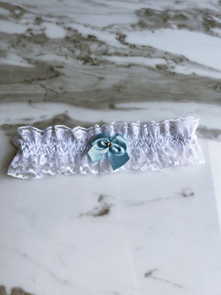 White garter with blue bow No. 1