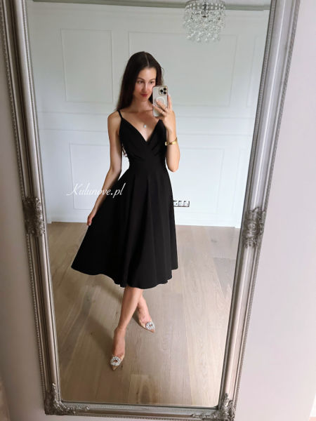 Elisabeth midi - black elegant strapless midi dress perfect for a dresser