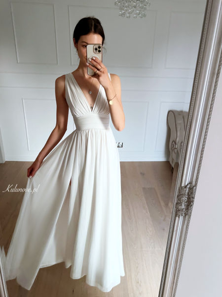 Nella - white strapless maxi length dress