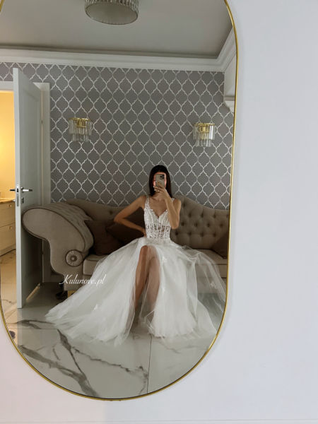 Elena - corset princess wedding dress with lace and tulle spread skirt