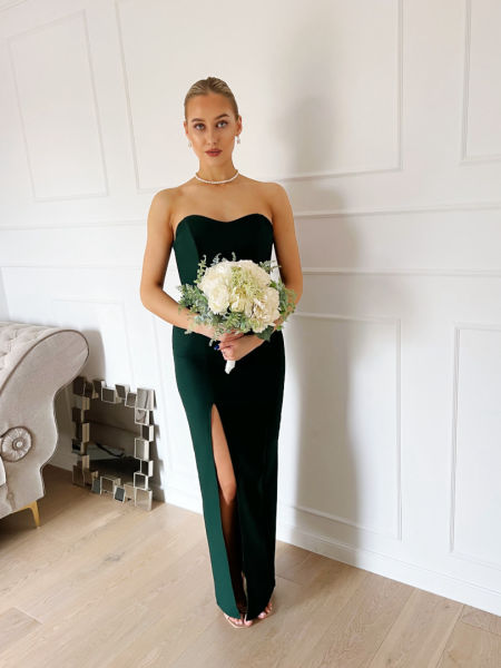 Leandra - elegant corset dress in bottle green color