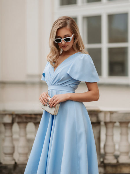 Jennifer - blue midi dress with short sleeves