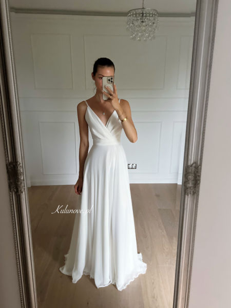 Alruna - chiffon ethereal strapless wedding dress with train