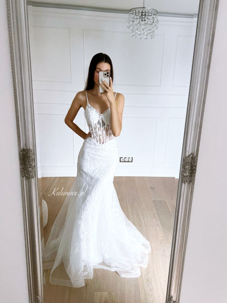 Sophia - lace mermaid wedding dress with thin straps