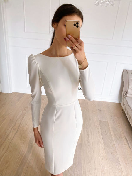 Gabriella - simple midi dress with pencil skirt and buffets