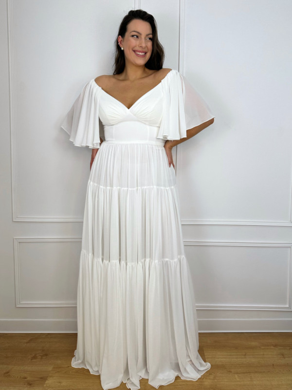 Vera - muslin short sleeve boho wedding dress