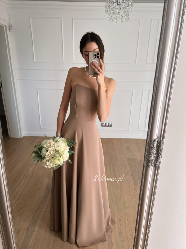 Hannah - classic corset maxi dress in beige color