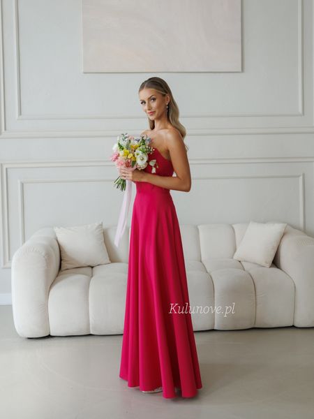 Hannah - Fuchsia Maxi Evening Gown with a Corset Top