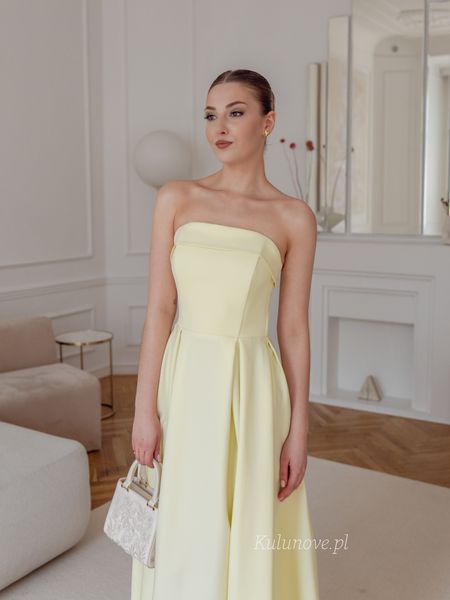 Harriet midi - buttery dress with straight bodice and skirt with pleats