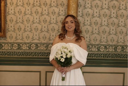 Abby - ecru wedding midi dress with dropped shoulders
