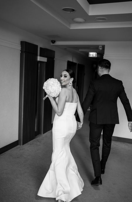 Emily fish - simple corseted fitted wedding dress in ecru color