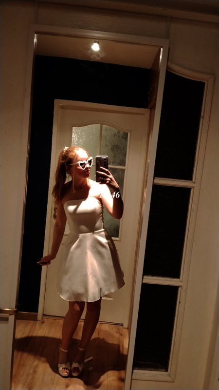 Venice -mini wedding dress in ecru color with decorative bow