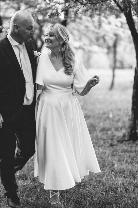 Isabella - midi length gown in ecru color