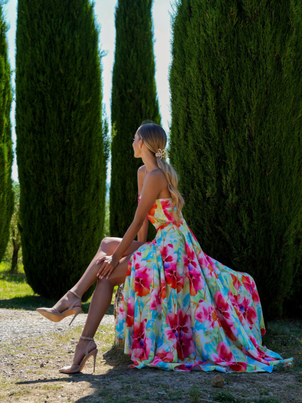 Judith - spread floral maxi dress with striking leg slit