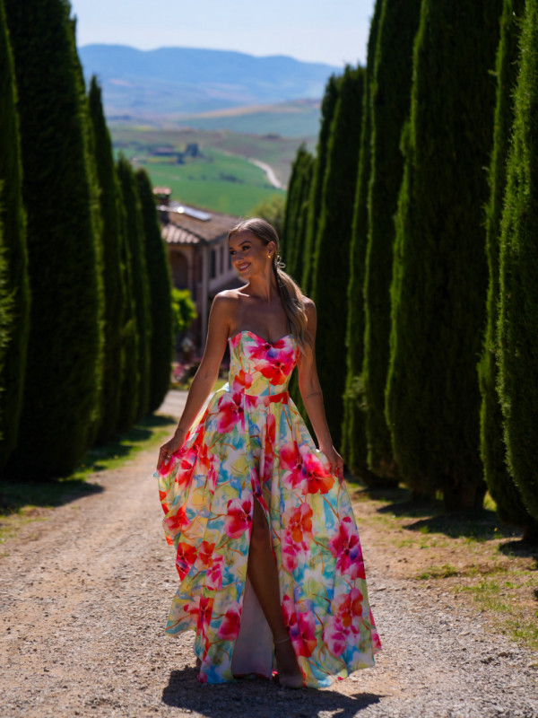 Judith - spread floral maxi dress with striking leg slit