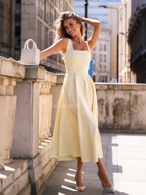 Karlie midi - buttery midi dress with karo neckline and wide straps