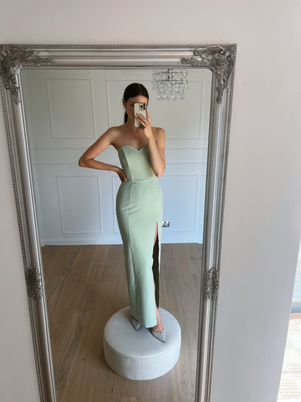 Leandra - sage elegant corset maxi dress