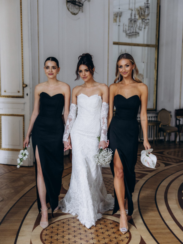 Leandra - black corset maxi dress with heart-shaped neckline