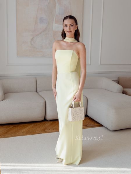 Liv maxi - buttery fitted party dress with simple corset top and decorative shawl