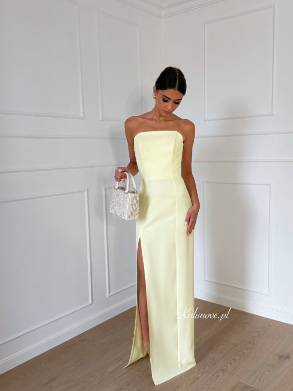 Emily - buttery simple corset dress with leg slit