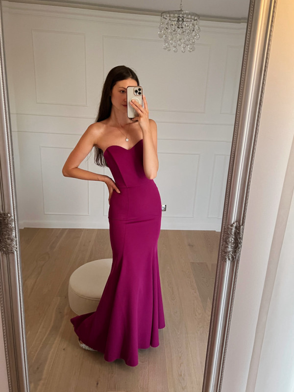 Monalisa - elegant long fishnet dress with corset in bisque color