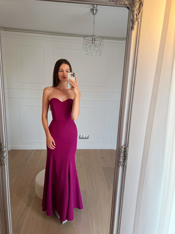 Monalisa - elegant long fishnet dress with corset in bisque color