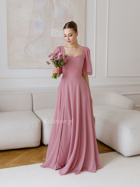 Nina - romantic ethereal long dress perfect for a witness with buffets in dirty pink color