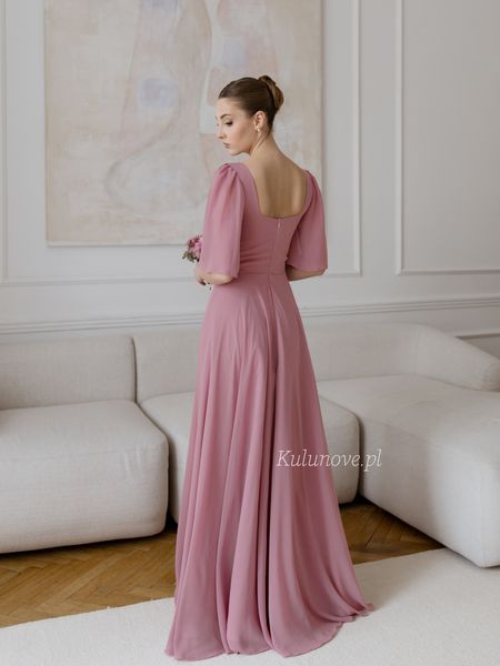Nina - romantic ethereal long dress perfect for a witness with buffets in dirty pink color