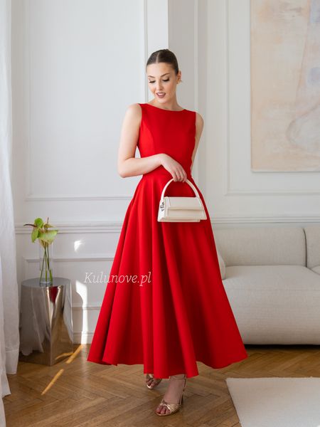 Nora midi - elegant red midi dress perfect for special occasions