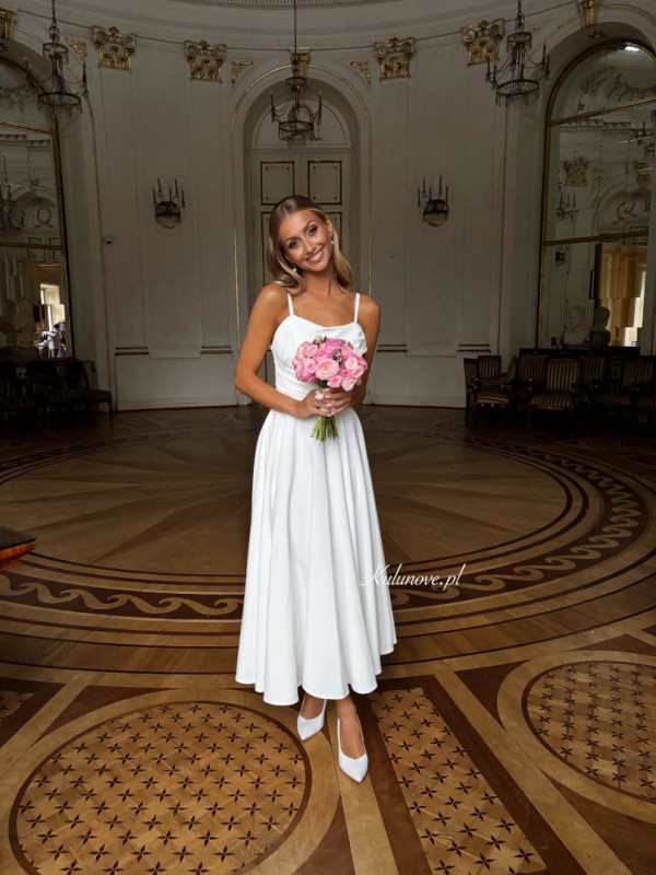 Odetta - wedding corset midi dress in ecru shade