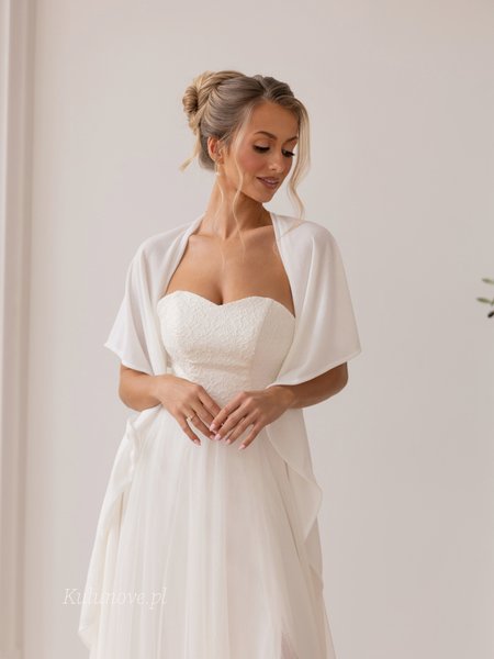 Ecru-colored knitted wedding cape