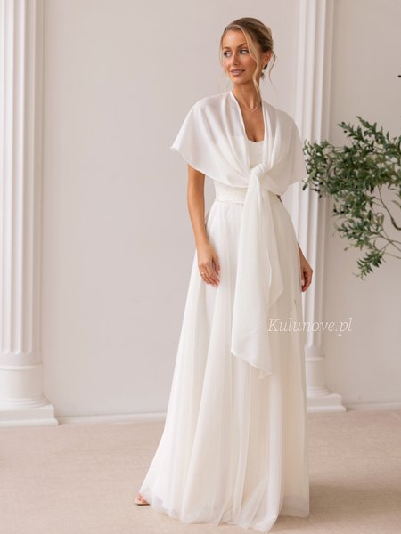 Ecru-colored knitted wedding cape
