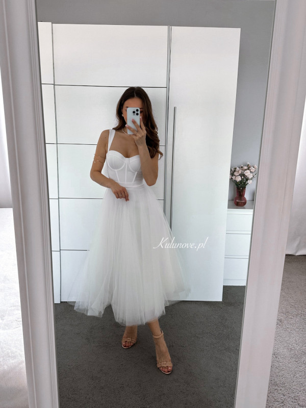 Promise midi - strapless midi wedding dress with padded bodice