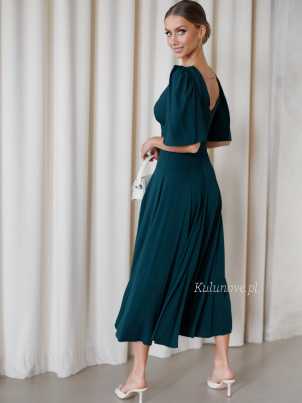 Sydney - viscose midi dress in bottle green