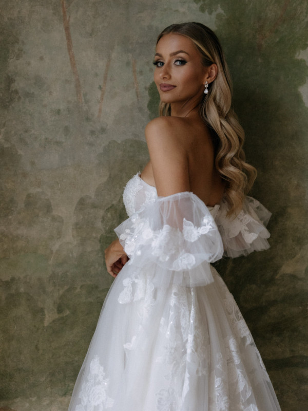 Mariposa - premium richly embellished wedding dress with extra sleeves