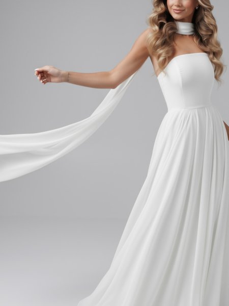 Wide ecru wedding chiffon scarf
