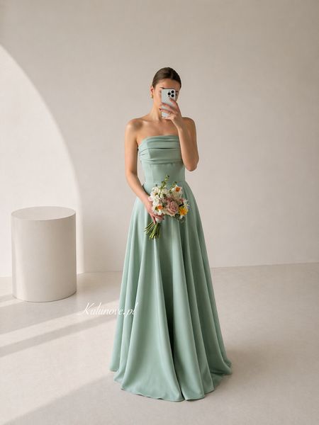 Tess - sage subtle romantic maxi dress with draped bodice
