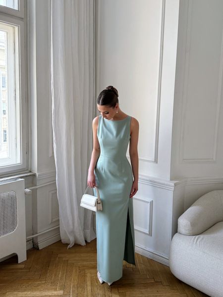 Virginia - stylish maxi dress with minimalist cut in mint color
