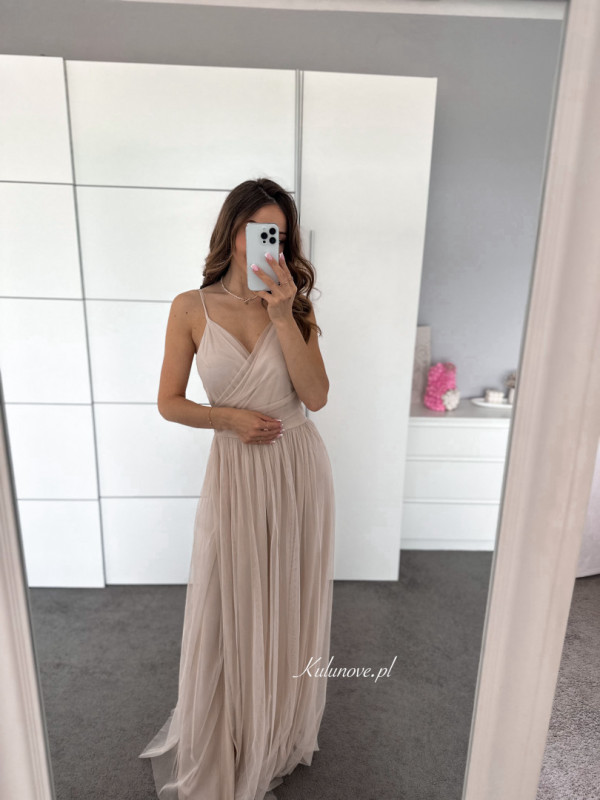 Zuri - light beige tulle maxi dress